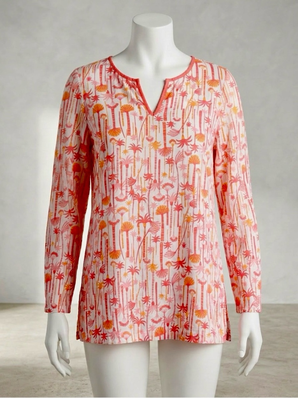 J. Jill Coral and Yellow Floral- TropicalPrint Tunic